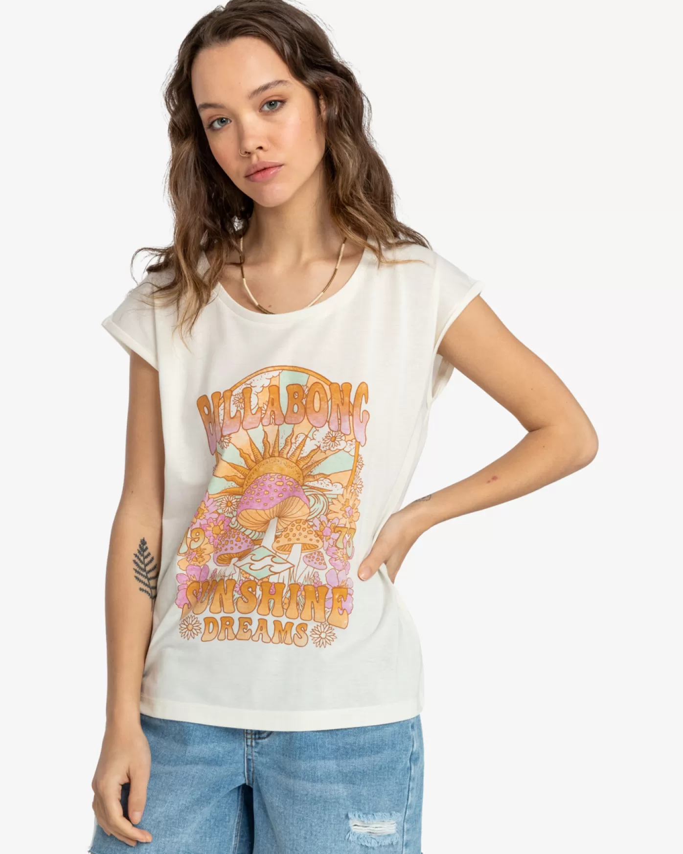 All Night - T-shirt de manga de aba para Mulher-Billabong Clearance