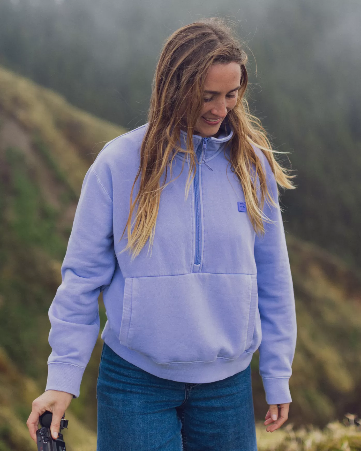 Stay On The Path - Sweatshirt com fecho de correr na gola para Mulher-Billabong Clearance